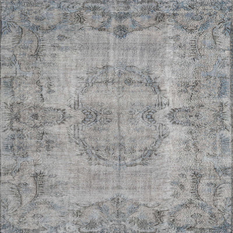 Tapis oriental en laine gris, Rond 7 pi