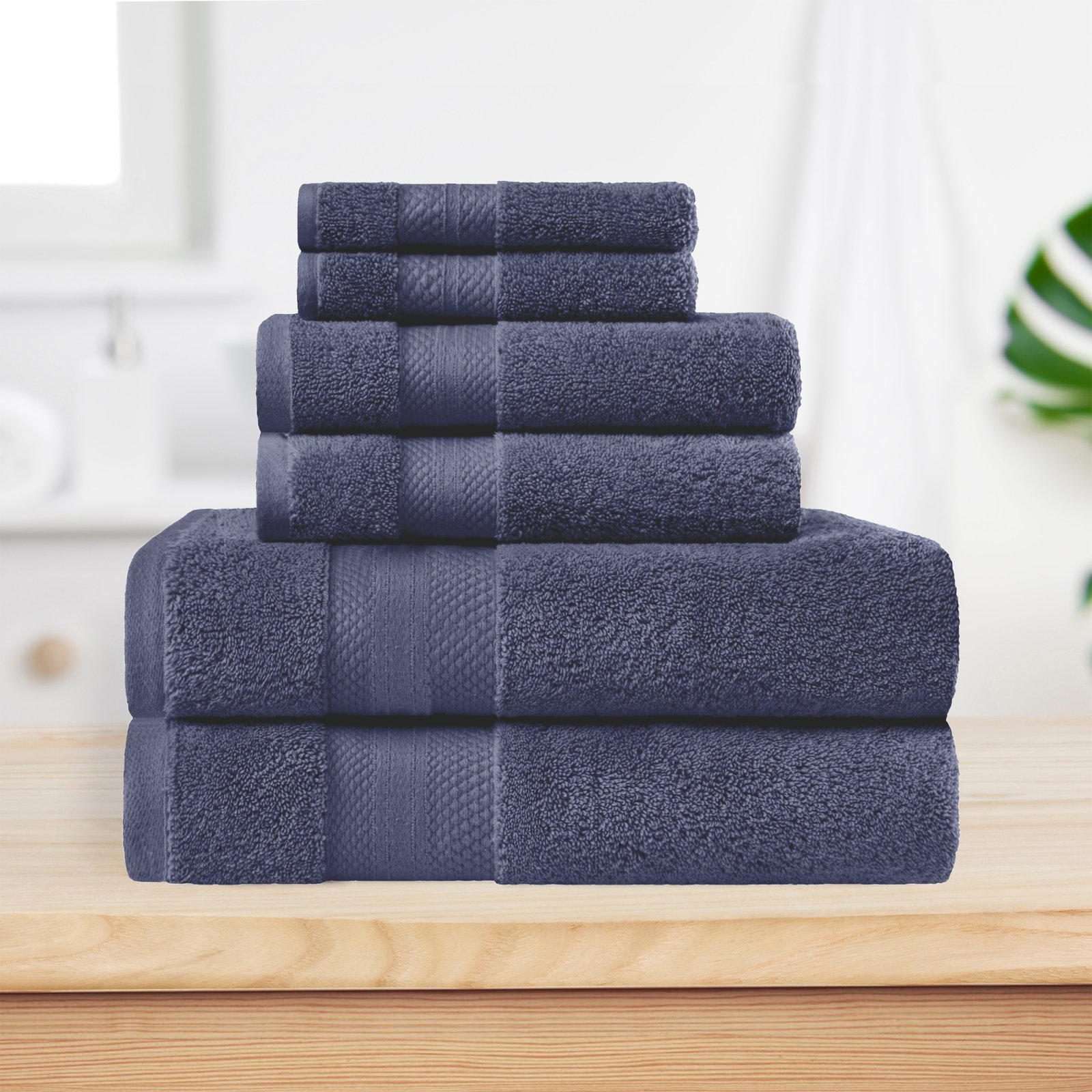 Finnian Ultra-Plush Heavyweight, 100% Turkish Towel Collection, Crown Blue, 6 Piece Towel Set