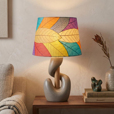 Abat-jour tambour Real Leaf en rouge / bleu / rose