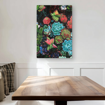 Colorful Succulents Metal Print | Romantic Floral Home Decor