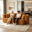 Canapé-lit convertible en chenille orange 77 po 77 po, canapé-lit pliable avec housses amovibles, canapé-lit multifonctionnel pour petits appartements, salon, chambre d'amis-128887876