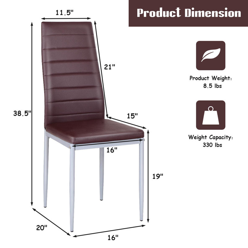 Bronsen 19'' H Upholstered Metal Side Chair, Brown