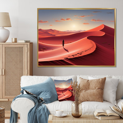 Dunes vermillon rouges et jaunes désert Wanderer II - désert, art mural