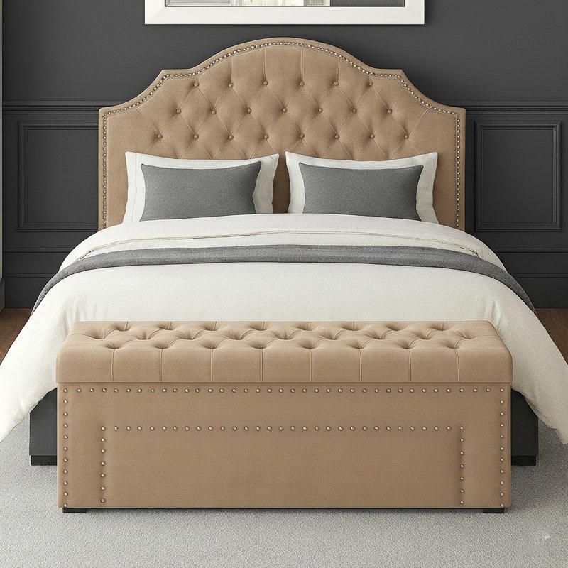 Duke Ottoman Storage Box - Chesterfield Upholstered Blanket Box - Plush Velvet Ottoman Bench with Storage, H43 x W120 x D40cm