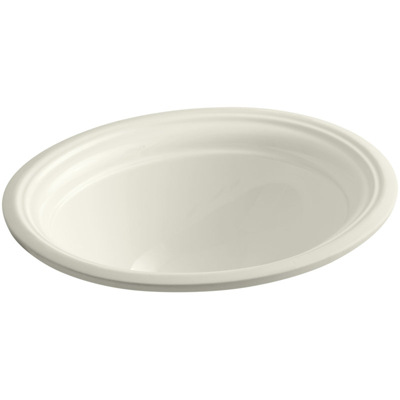 Devonshire Ceramic Oval Undermount Bathroom Sink with Overflow, Biscuit