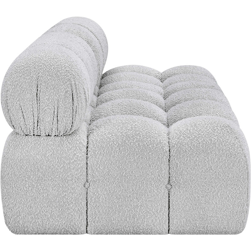 Ames Upholstered Sofa, Grey Boucle Fabric, 2 Armless