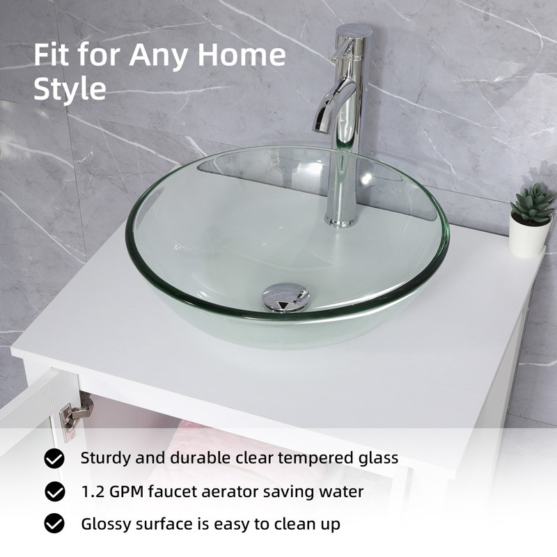24'' Single Bathroom Vanity Set with Vessel Sink, Faucet, Drain, White