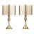 Set Of 2 Steel Table Lamps with Metal over Linen Double Drum Shade-1776437568