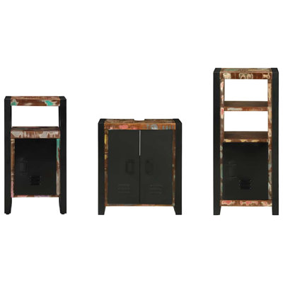 Bathroom Furniture Set With Shelf 3 Pcs Solid Mango Wood