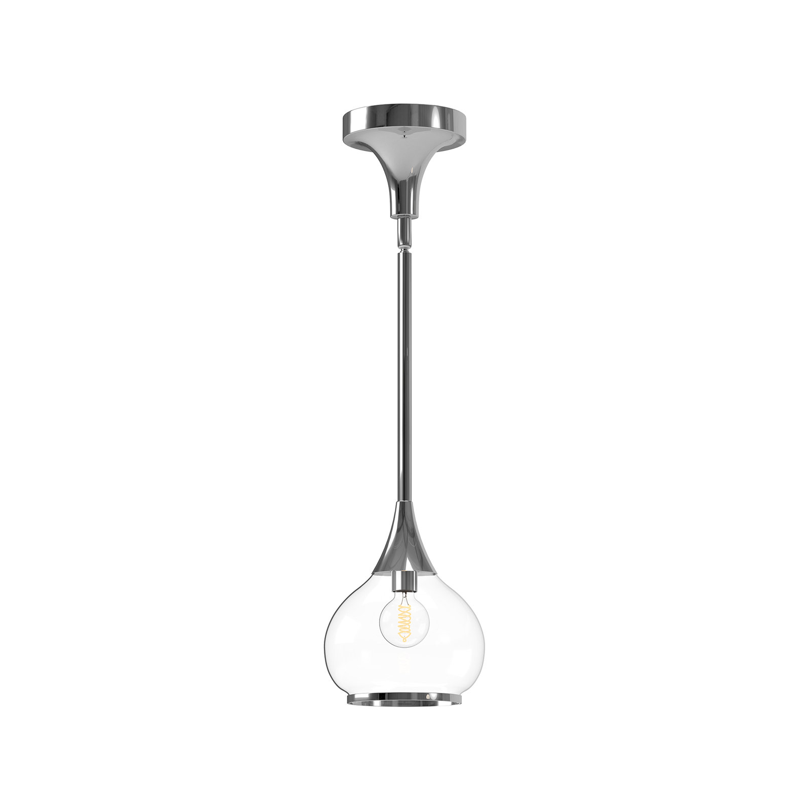 Nieve Single Light Glass Pendant, Clear, Chrome