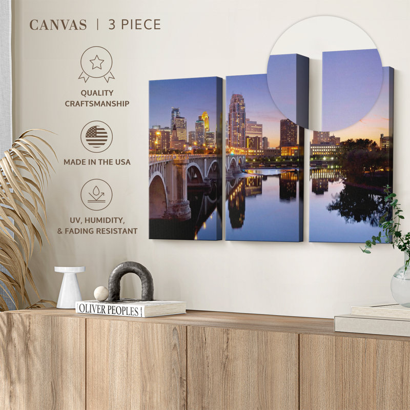 «Cityscape Of Minneapolis», 3 pièces, H 48 po x l 74 po
