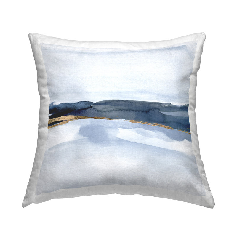 Coussin décoratif délicat avec paysage bleu abstrait imprimé par Jacob Green
