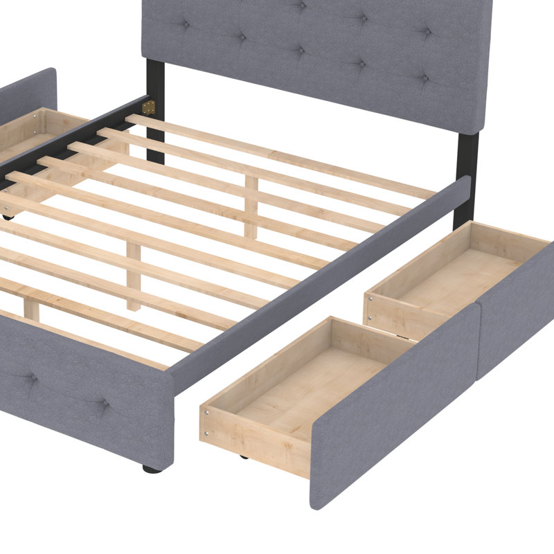 Monzelle Upholstered Platform Storage Bed, Dark Gray