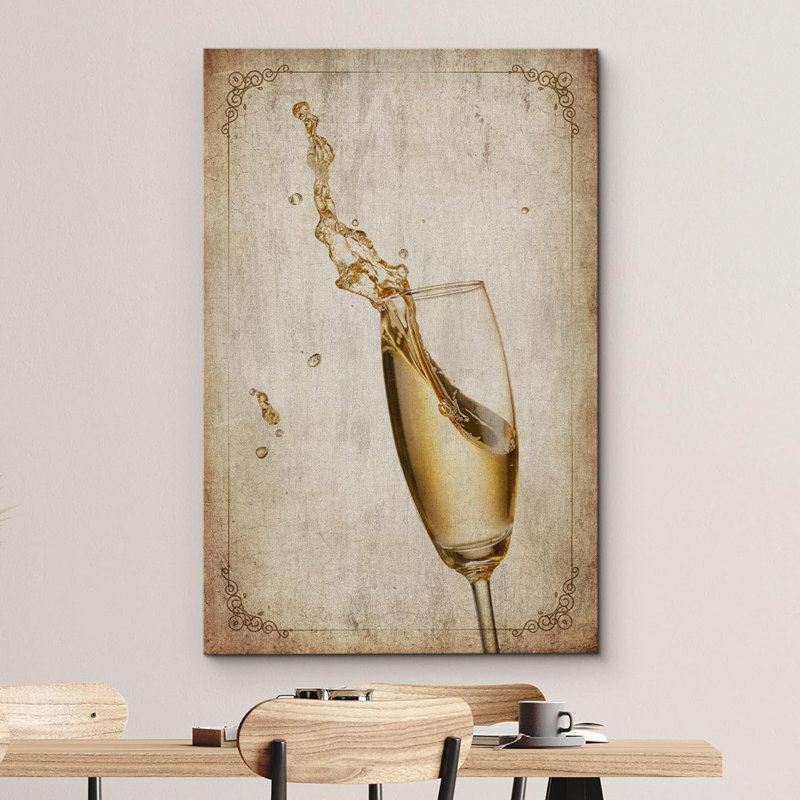 Rustic Bevera " Retro Vintage Style White Wine Glass ", 24" H x 16" W x 1.5" D