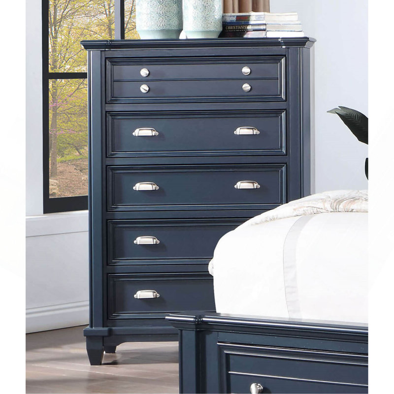 Mobilier de chambre à coucher de style transitionnel avec finition bleu ardoise 1pc