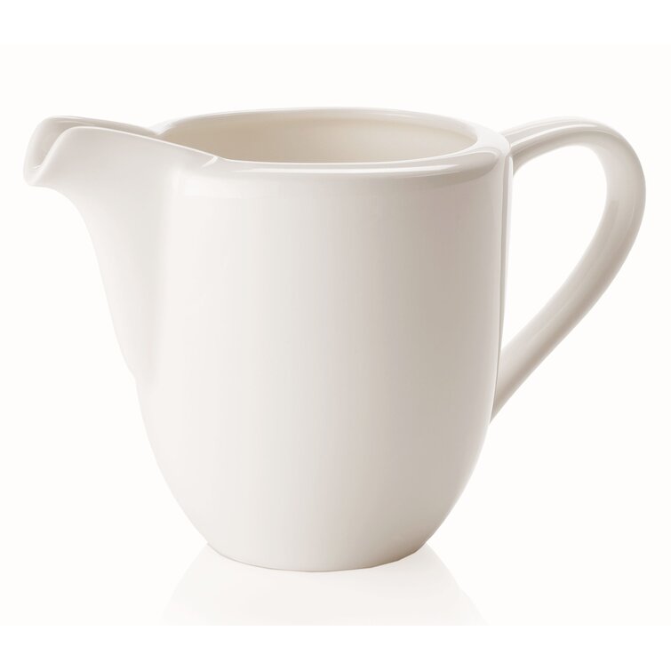 Creamer Pitcher with Handle,Ceramics Milk Creamer Container for  Milk,Coffee,Sauce,Microwave Safe, White (12-Ounce, Set/1)