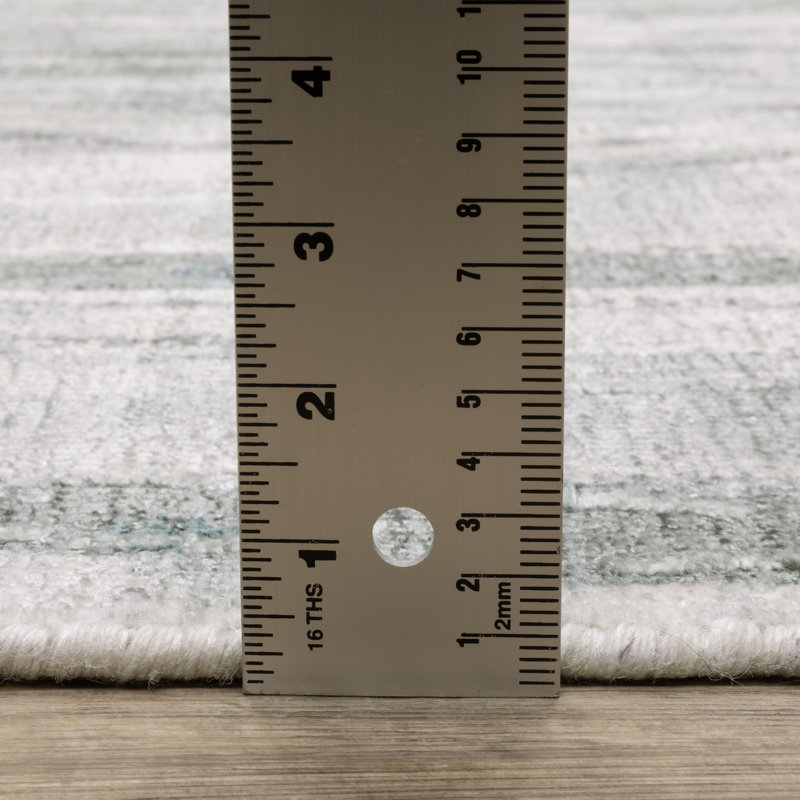 Michalski Textural Distressed Abstract Green/ Ivory Hand-made Area Rug, Rectangle 10' x 14'