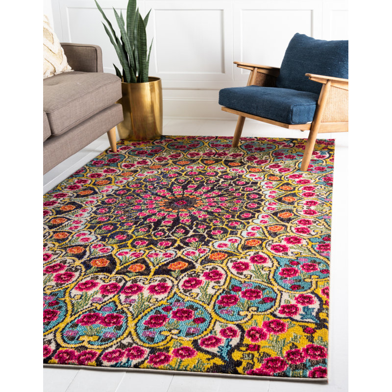Dimonetta Washable Ikat Indoor Rug, Rectangle 9' x 12'2"