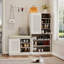 Armoire à chaussures multifonctionnelle avec banc et 7 + 3 compartiments - blanc, panneau à couches ajustables pour le hall d'entrée, compartiments de grande capacité, entrée