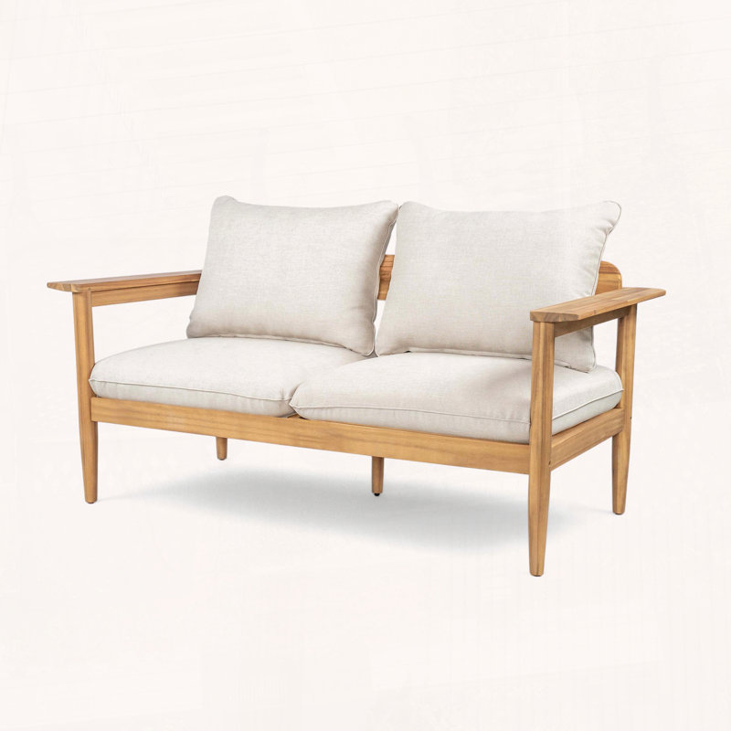 Causeuse en bois d'acacia durable avec coussins confortables