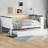 Upholstered Backrest Wood Daybed With Storage Shelves USB And Trundle-258609002