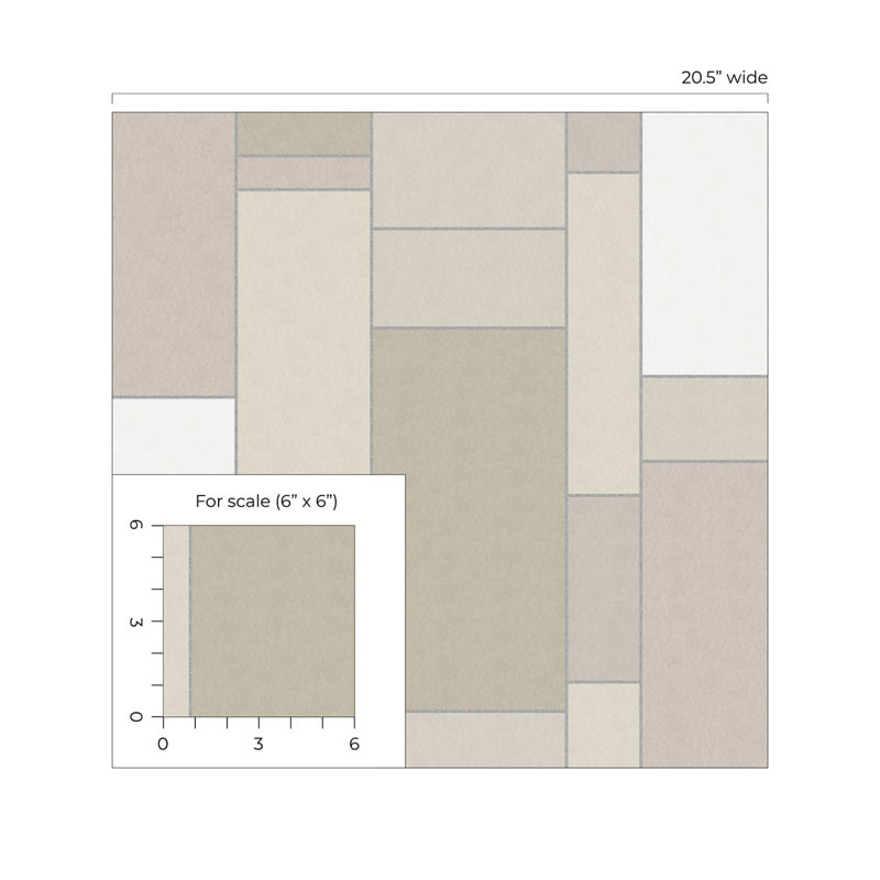 Rouleau de papier peint lisse l 33 po x l 20,5 po Abels, Crème / argent / gris / blanc