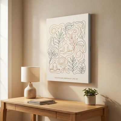 «Serene Misty Mountainous Landscape with Reflective Lake», art sur toile