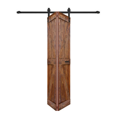 K Style Finished Solid Wood Bi-Fold Barn Door With Hardware Kit -Assembly Needed