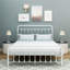 Structure de lit en métal pour grand lit de style victorien blanc avec bruit et hauteur pour une détente efficace de la tête de lit