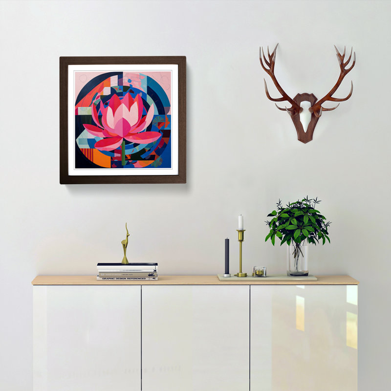Lotus Flower Constructivism No.6 - Framed Print, Walnut