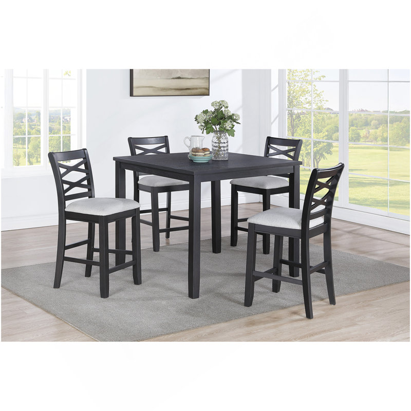 Table 5 pièces à hauteur de comptoir gris anthracite