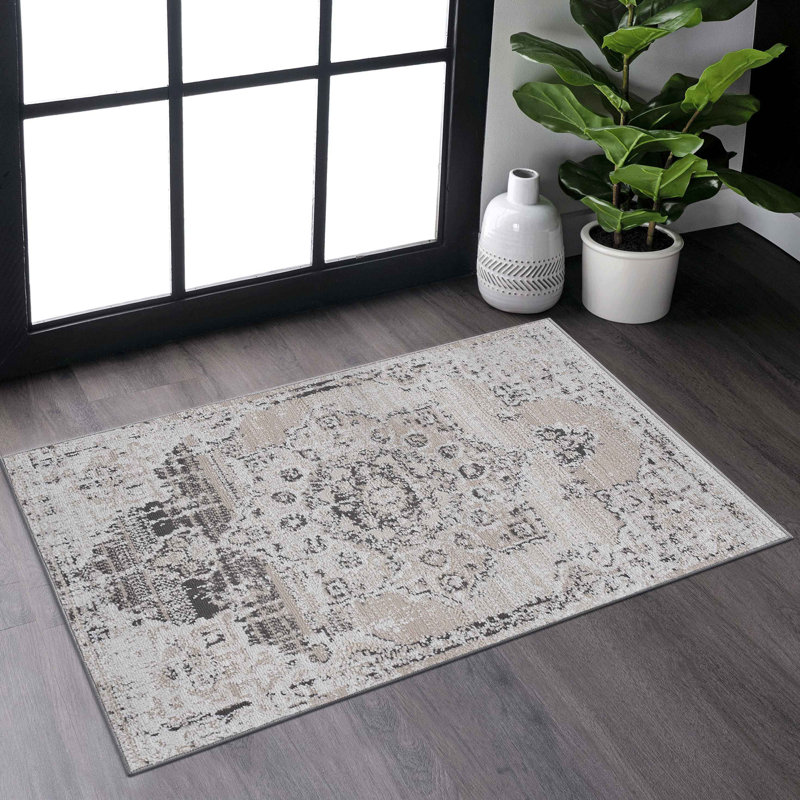 Collection Medallion Doormat Rug, Rectangle 2' x 3'