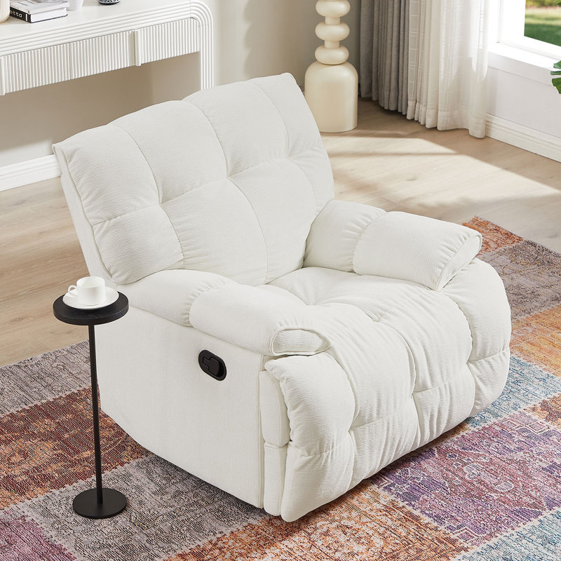 Fauteuil inclinable pivotant de 38,58 po Anaahat, Polyester crème