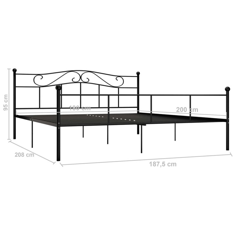Vankirk Metal Bed, Black, Super King (6')