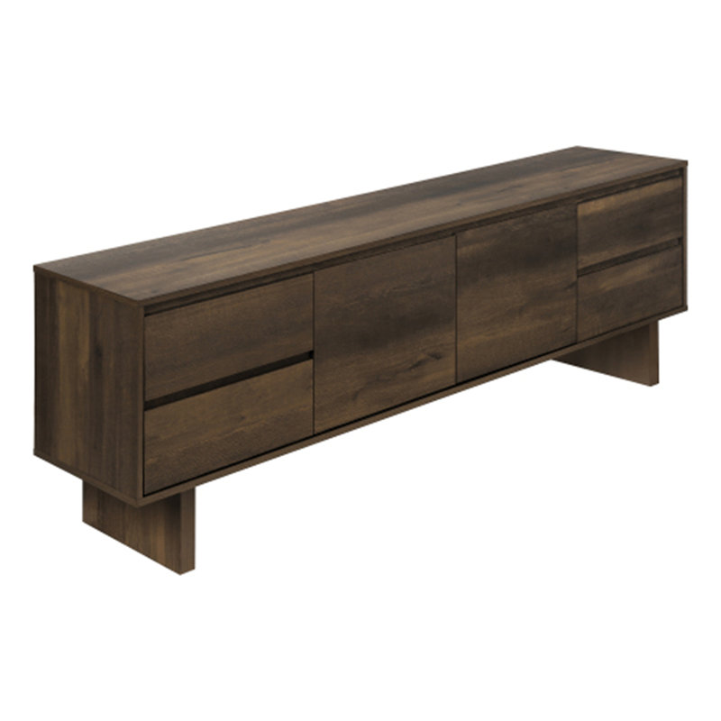 Meuble télé, console de 72 po, meuble multimédia, tiroirs de rangement, armoire de rangement, stratifié, transitionnel