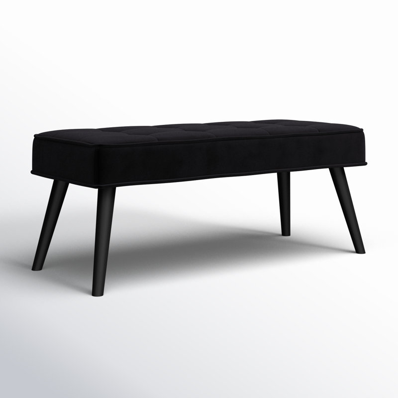 Banc rembourré Kirsten, Velours noir
