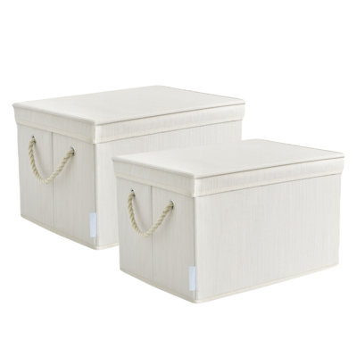 Bac de rangement pliable pour organisation avec couvercle, argile, 34 L, paquet de 2