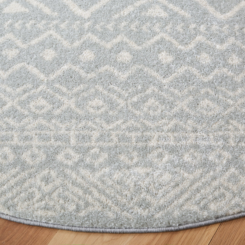 Tapis gris / ivoire Strouse, Rond 6 pi 7 po