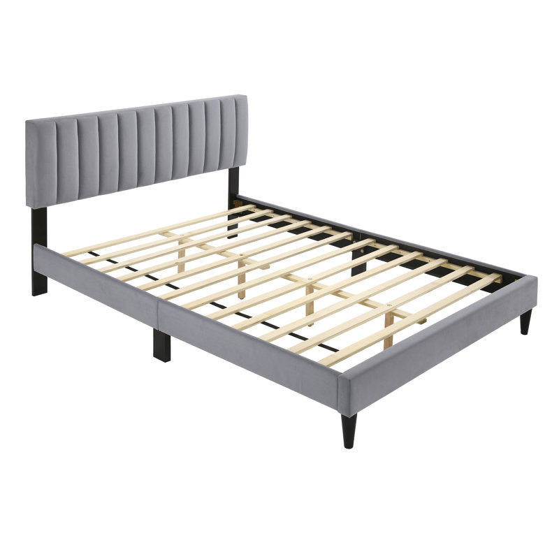  Double (4'6) Upholstered Panel Bed, Grey