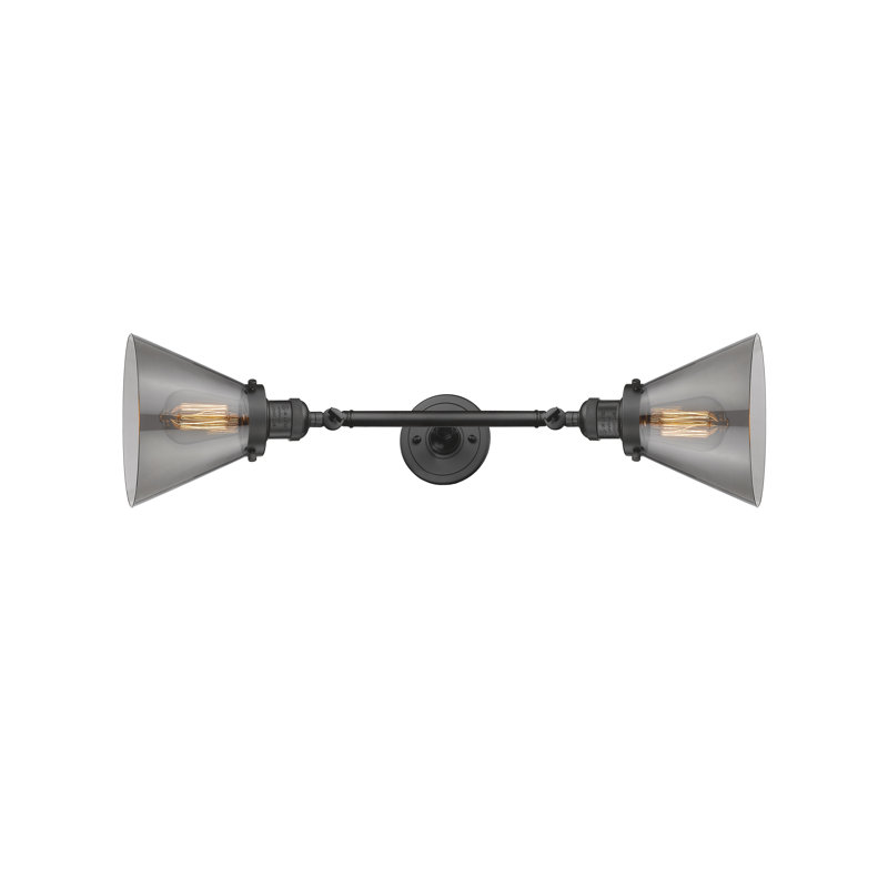Cone 2 Light Bath Vanity Light, Smoked, 6 Watt Vinage LED Bulb, Oil Rubbed Bronze