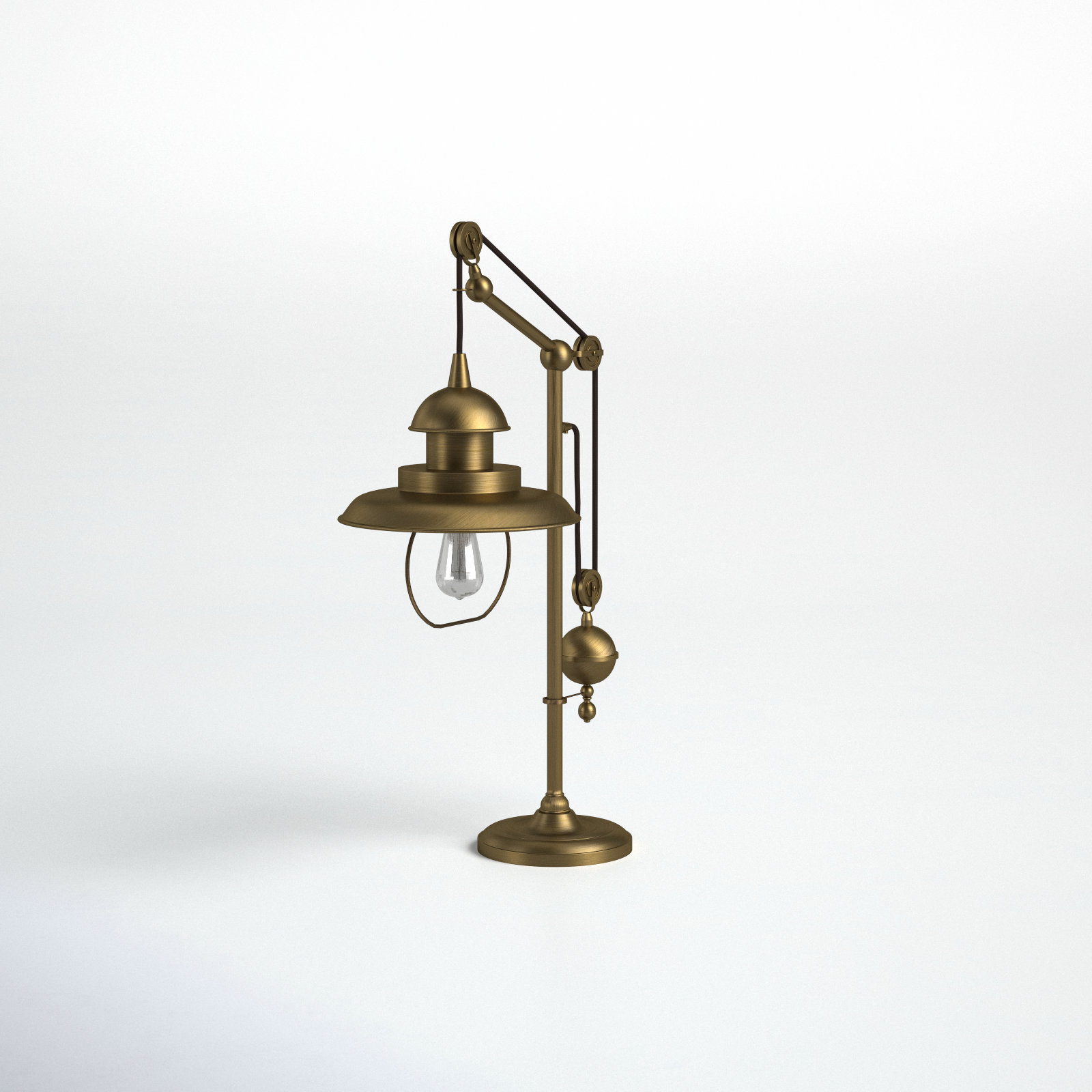 Slim Antique Brass Table Lamp with Metal Shade 64cm