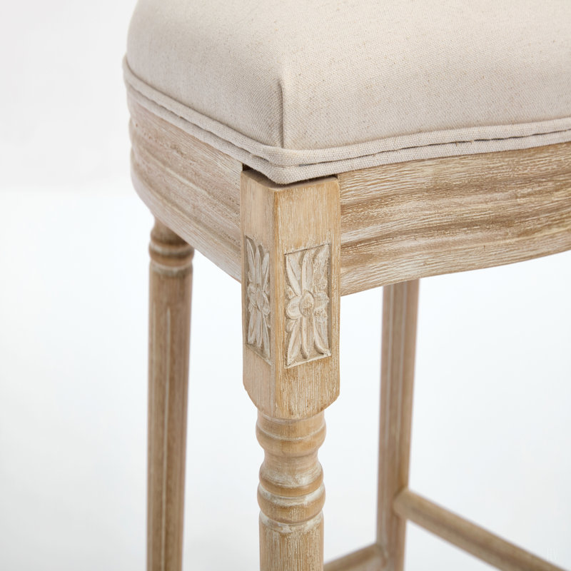 Ensemble de 2 chaises de bar de style campagne française, hauteur 66 cm, chaises rembourrées avec dossier rond en rotin, finitions en fil de fer et sculpture, idéales pour le salon, la cuisine ou un restaurant.