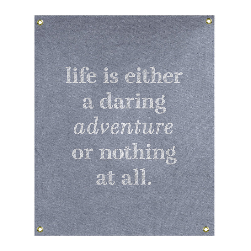 Tapisserie en polyester "life quote" adventure, H 59 pi x l 50 po, Bleu / Blanc