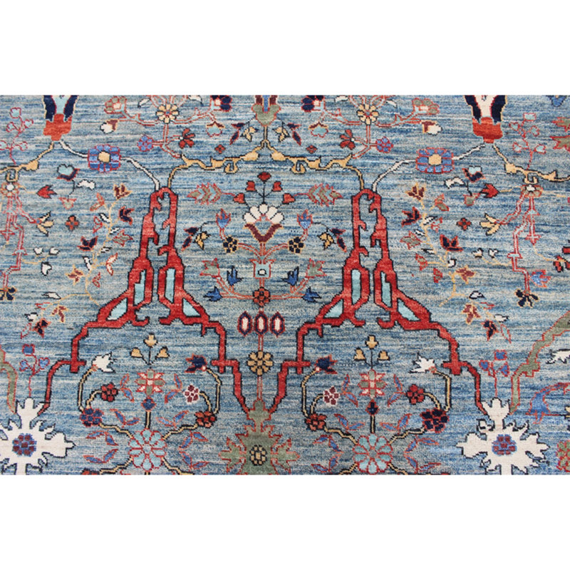 High-Quality Hand-Knotted Light Blue Area Rug