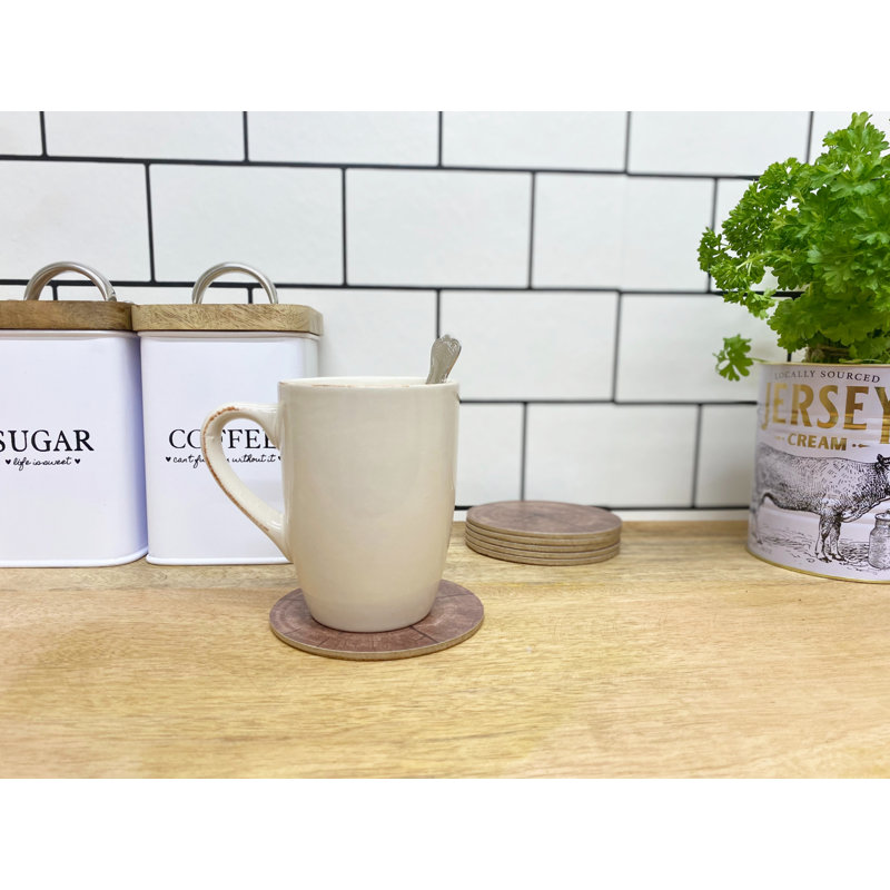 Wood Round 6 Piece Coaster Set