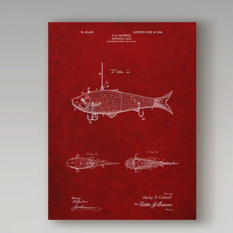 Manilo 'Fishing Lure' Drawing Print on Wrapped Canvas, 19" H x 14" W
