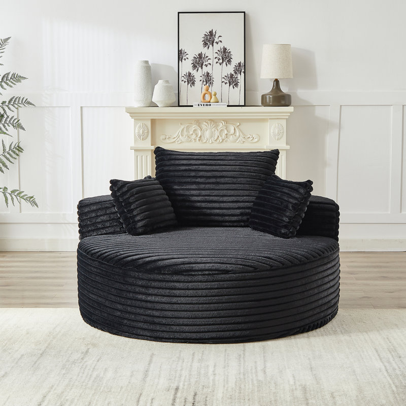 Canapé éponge Boneless, fauteuil-lit moderne moelleux, Velours côtelé noir, 35" H x 55" W x 55" D