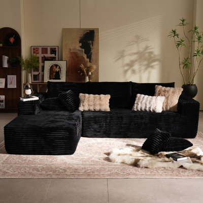 Fontanez Compression Packed 2 - Piece Corduroy Sectional - No Assembly Required