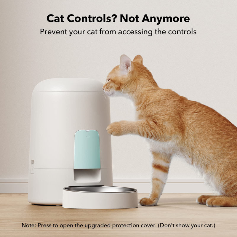 White Automatic Pet Feeder with LCD Screen and Voice Recording