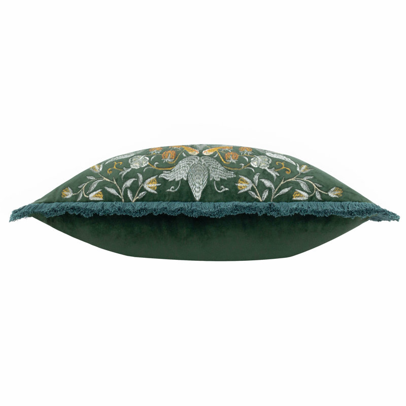 Strawberry Thief Floral Square Cushion Cover, Green Floral
